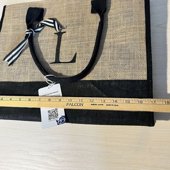 YOOLIFE Initialed “L" Embroidery Jute Tote Makeup Bag Monogram Vacation Resort - Picture 9 of 12